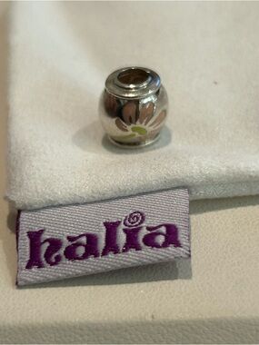 NEW Retired “Pink Daisy” Charm Bead with Pink & Yellow Accents - Sterling Silver